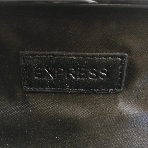 Express Clutch Purse Party Studded Embellished Black Silver Chain Strap Evening - Picture 6 of 9